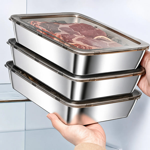 Stainless Steel Fridge Storage Container (Pack of 2) - 2000ml