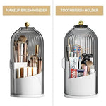 Toothbrush Holder with Lid Bathroom Organizer Countertop, Rotating 3 Slots Electric Tooth Brush Toothpaste Holder Bathroom Counter Stand Sink Organizer Caddy for Vanity Makeup Brushes (Grey)