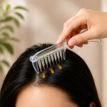 Refillable Hair Oil Applicator Comb & Scalp Massager with Storage Base (Clear)