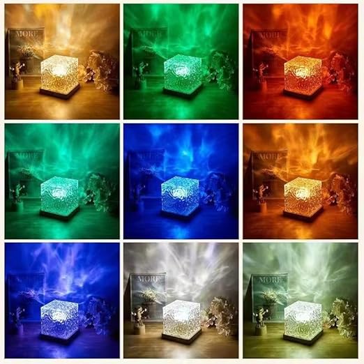 16-Color RGB Crystal Water Ripple Lamp (Rotating Ambient Projector Light)