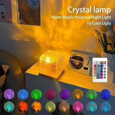 16-Color RGB Crystal Water Ripple Lamp (Rotating Ambient Projector Light)