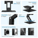 360° Rotatable Foldable Metal Phone Holder (Adjustable Height Desktop Stand)