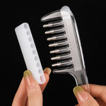 Refillable Hair Oil Applicator Comb & Scalp Massager with Storage Base (Clear)