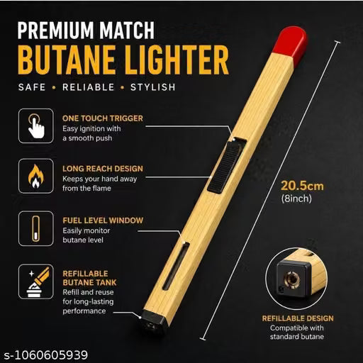 Matchstick Shaped Rechargeable Long Handle Gas Lighter for Kitchen