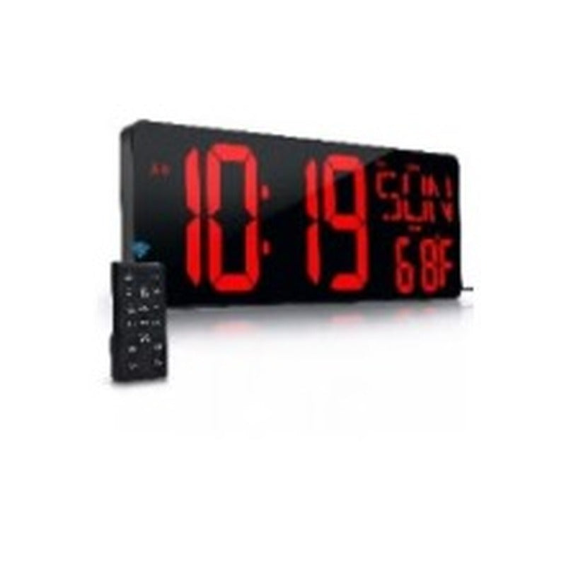 17.3" Jumbo Curved LED Digital Wall Clock with Remote Control (Bold Red Edition)