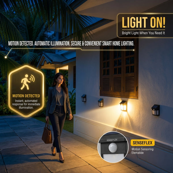 Solar Motion Sensor Wall Light – Dual-Sided Warm LED (Pack of 2)