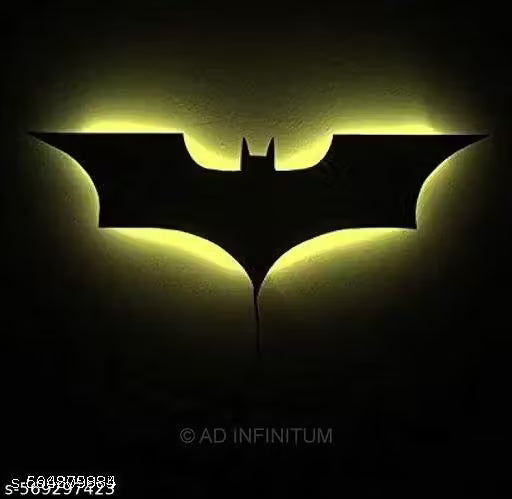 Batman Led Wall Lamp Rgb Color With Remote Control, Comic Lover, Night Lamp, For Gaming Room, Kids Room, Decoration (Wood, Multicolor) (Red)