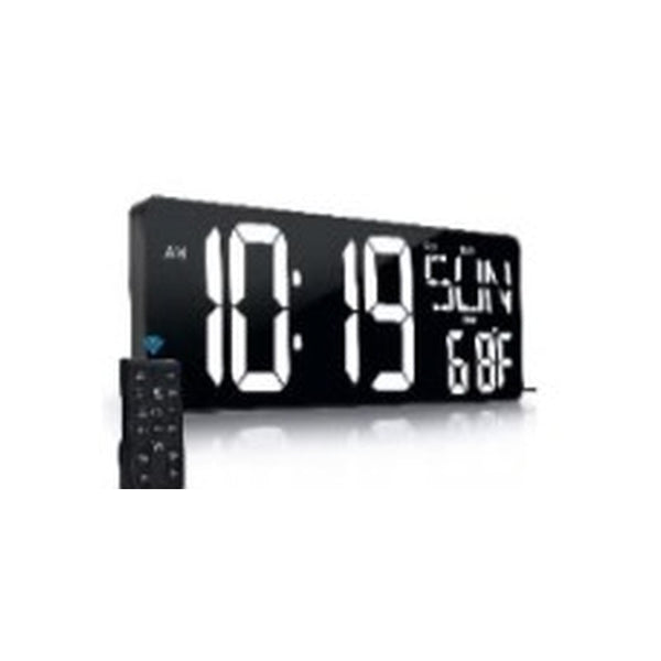 17.3" Jumbo Curved LED Digital Wall Clock with Remote Control (Pure White Edition)